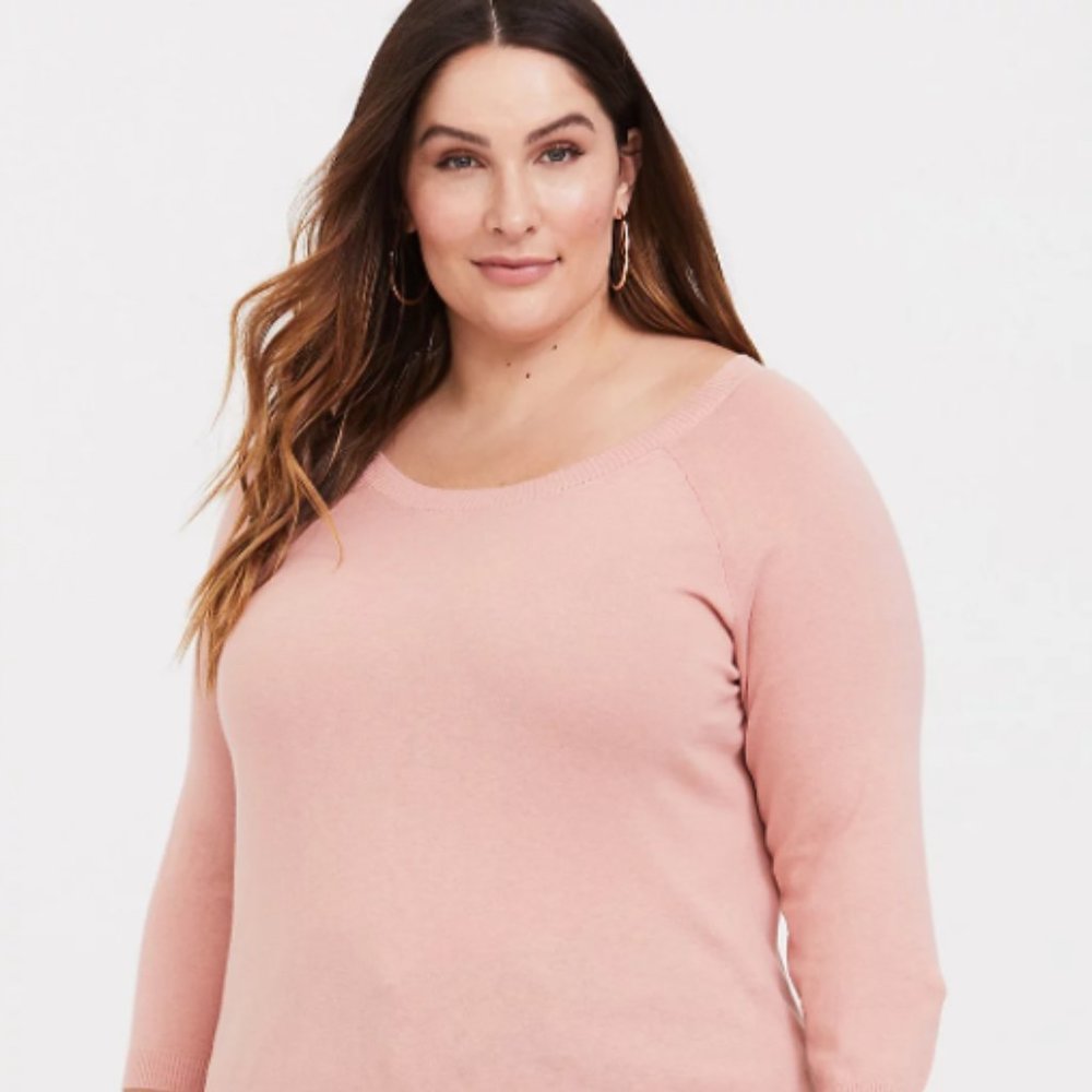 Torrid Peach Pink Raglan 2FER Sweater